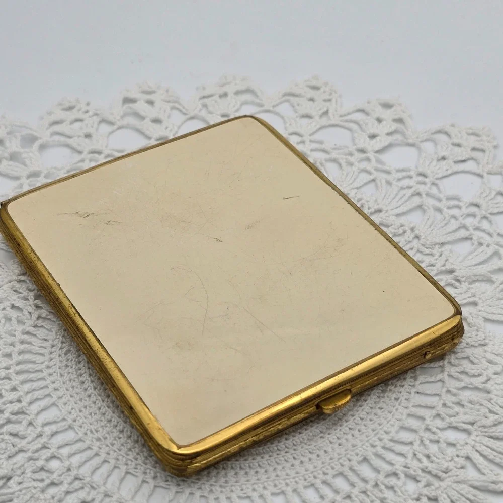 Vintage Art Deco Enamel Compact Cigarette Case Bliss Brothers machine turned